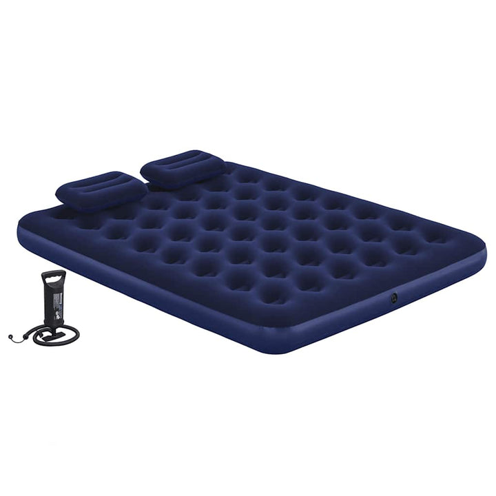 oppustelig luftmadras med pude og pumpe 203x152x22 cm 67374