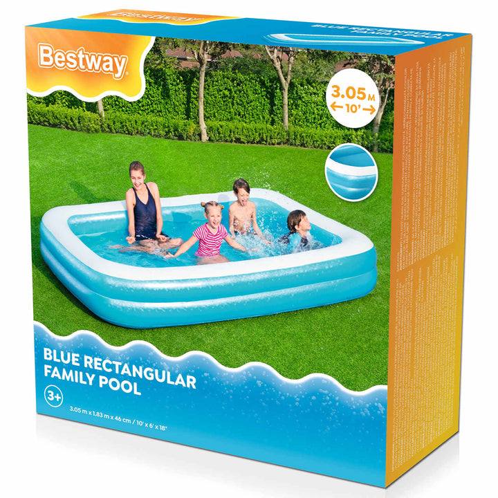 Oppustelig Swimmingpool 305 x 183 x 46 cm Rektangulær til Blå