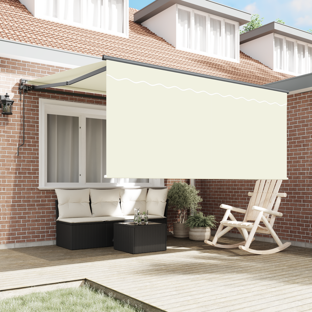 Utrækkelig Markise Creme 350 x 250 cm Polyester og Aluminium