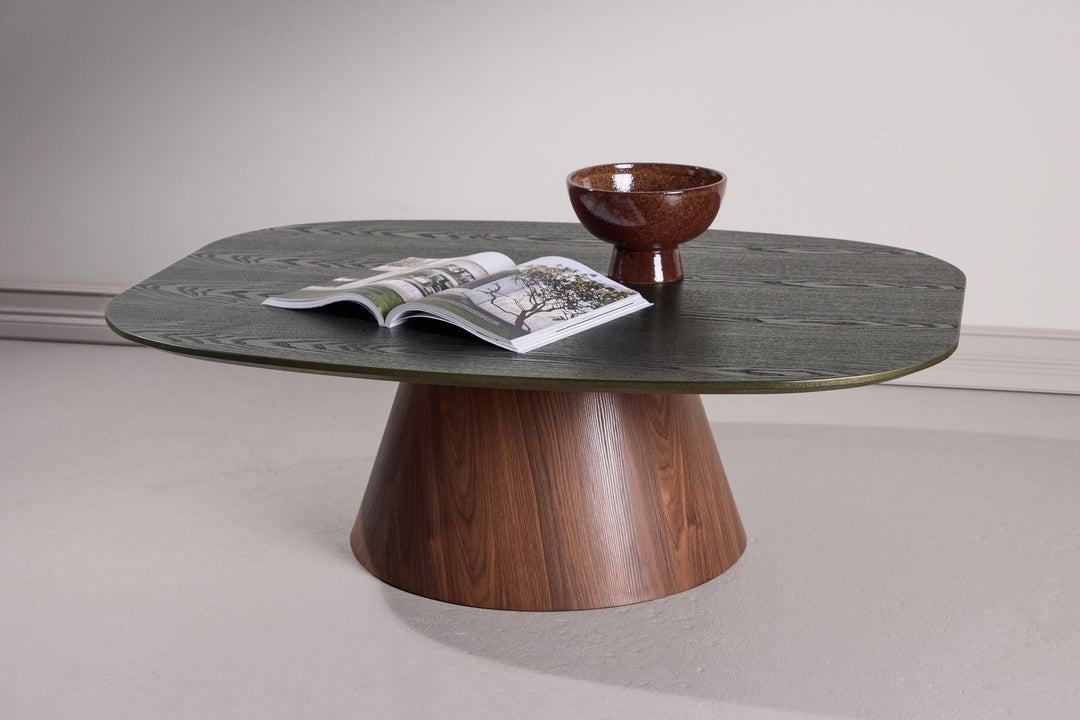 Venture Home Lanzo Sofa Table 120x92,5x39 cm - MDF with 3D Paper / Mocca Leg / Green Top
