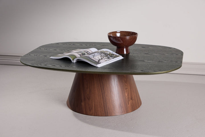 Venture Home Lanzo Sofa Table 120x92,5x39 cm - MDF with 3D Paper / Mocca Leg / Green Top
