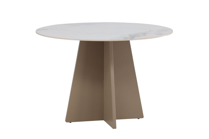 Venture Home Bootcut Round Dining Table φ110x75 cm - MDF Beige / Sintered Stone Marblelook