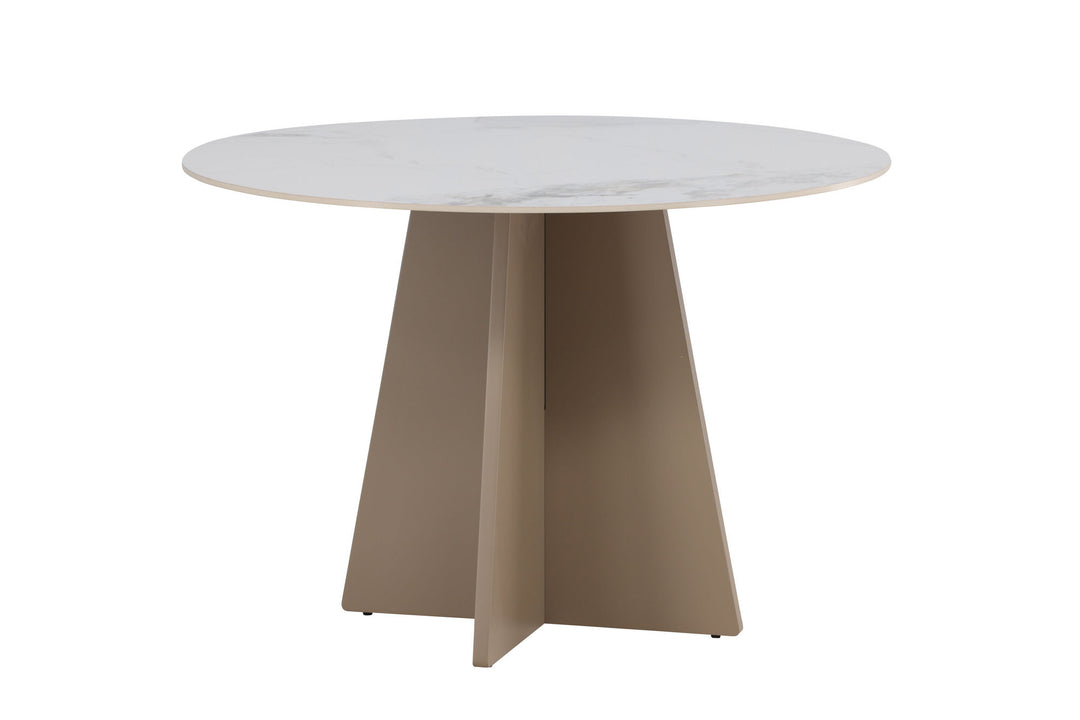 Venture Home Bootcut Round Dining Table φ110x75 cm - MDF Beige / Sintered Stone Marblelook