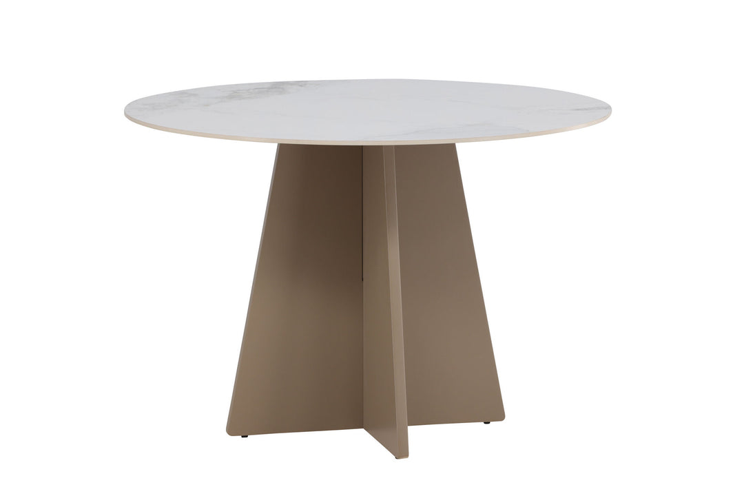 Venture Home Bootcut Round Dining Table φ110x75 cm - MDF Beige / Sintered Stone Marblelook