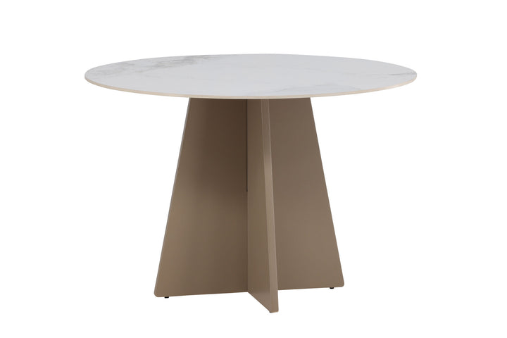 Venture Home Bootcut Round Dining Table φ110x75 cm - MDF Beige / Sintered Stone Marblelook