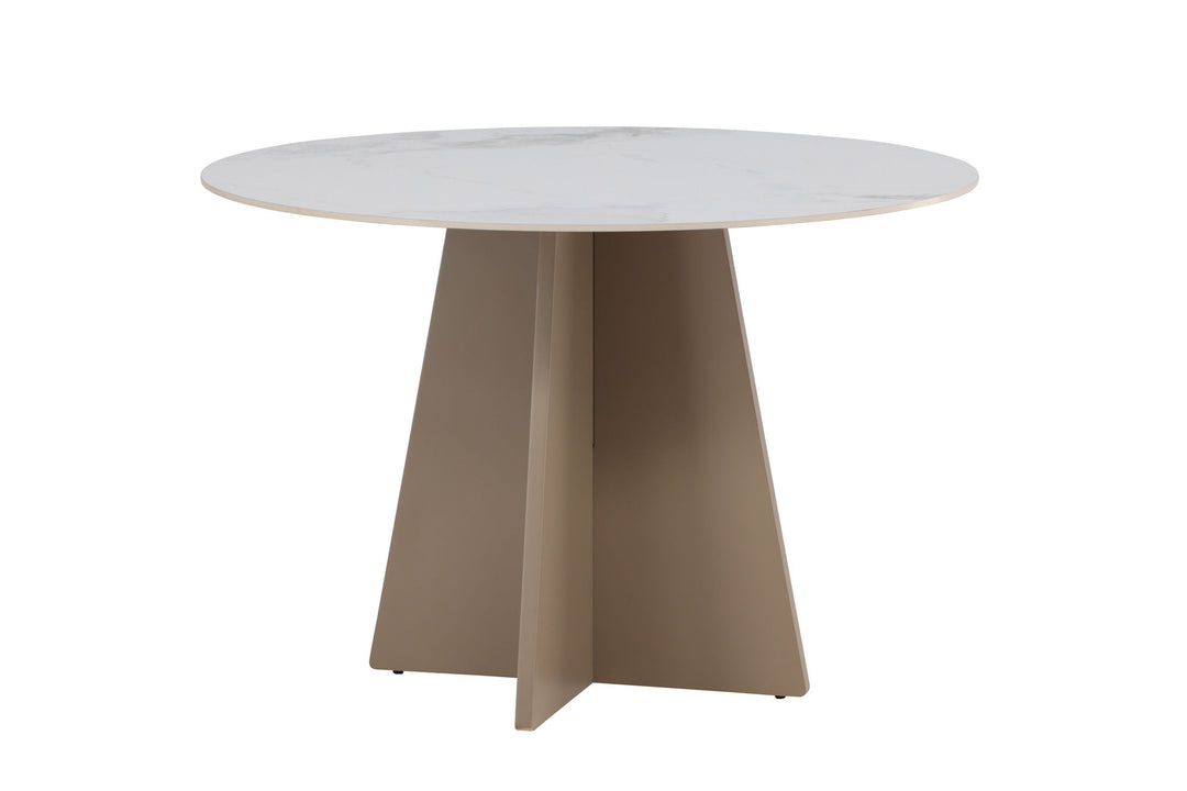 Venture Home Bootcut Round Dining Table φ110x75 cm - MDF Beige / Sintered Stone Marblelook