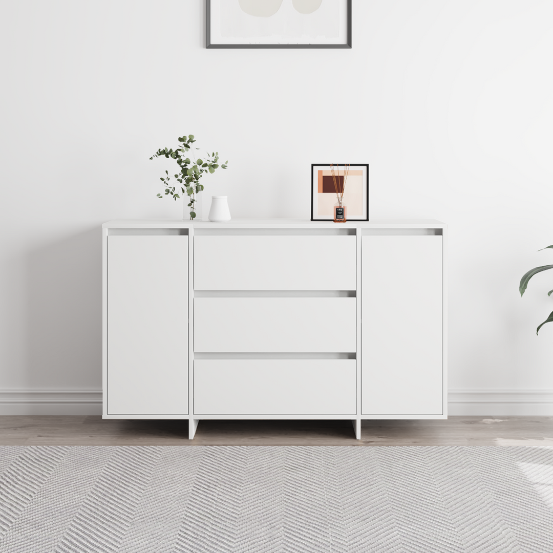 Sideboard med skuffe Hvid 120 x 41 x 75 cm Konstrueret træ