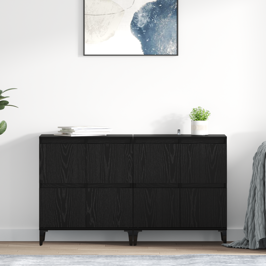 Sideboards 2 pcs Sort eg 60 x 35 x 70 cm Konstrueret træ