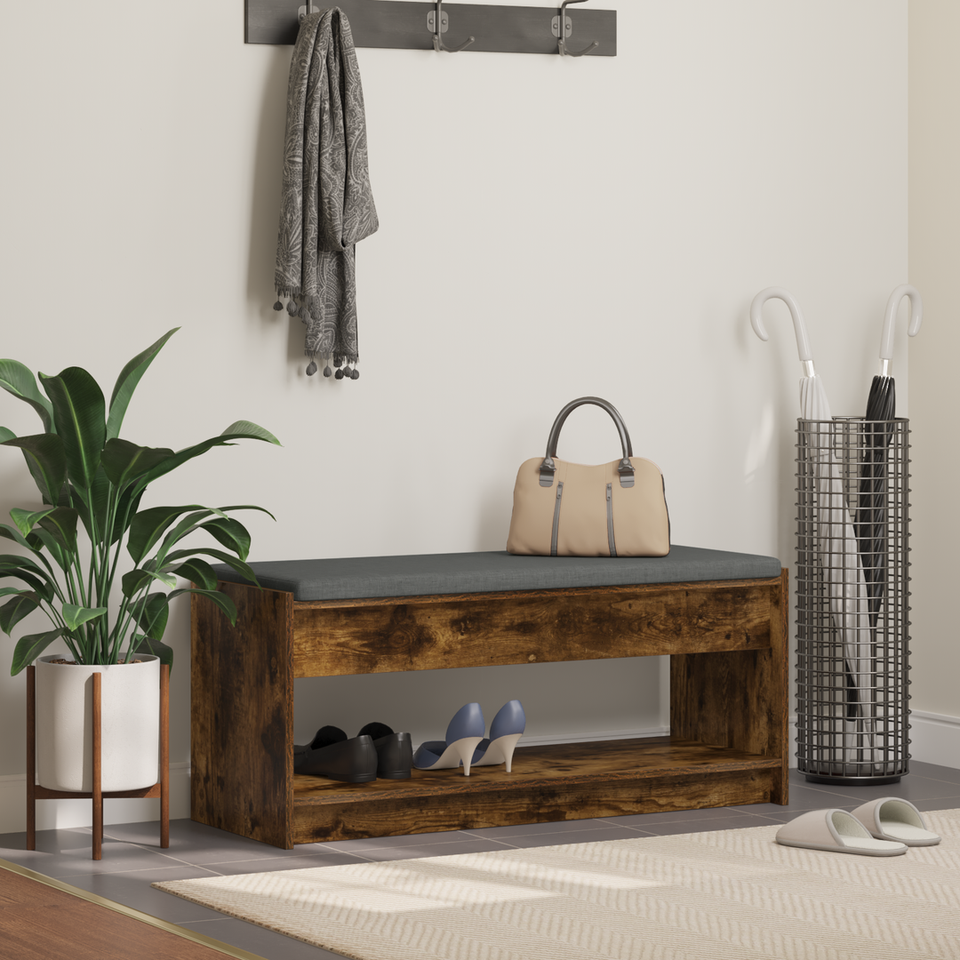 Hallbænk Røget Eg 103 x 38 x 45 cm Kunstigt træ og stof