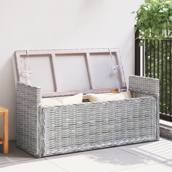 Opbevaringsbænk med pude Hvidvask 110 x 40 x 50 cm Rattan