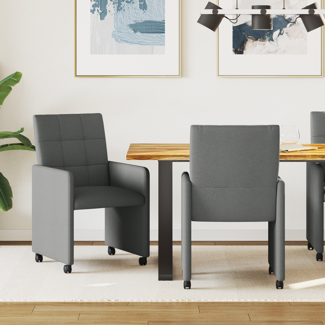 Spisebordsstole med hjul 2 pcs Mørkegrå 58 x 65 x 94 cm Stof