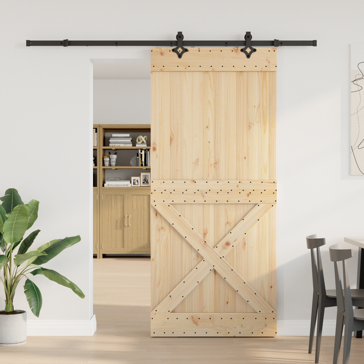 Skydedør NARVIK Naturfarvet og sort 100 x 210 cm (213,5 cm)