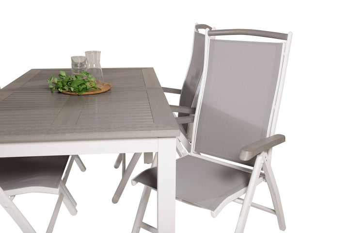 Venture Home Albany Dining Table 152/210*90 - White Alu / Grey Aintwood+Albany Chair 5:pos - White Alu / Grey Textilene / Aintwood_4
