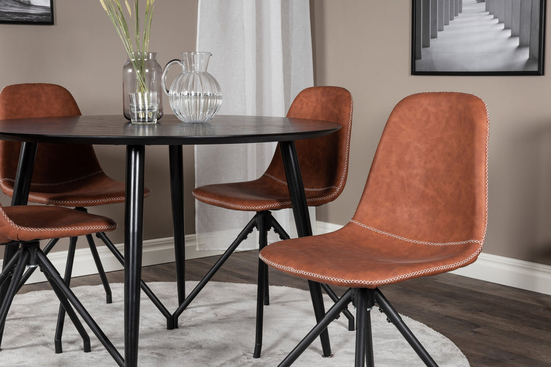 Venture Home Dipp Dining Table - 115cm - Black Veneer / All black legs +Polar Dining Chair w
