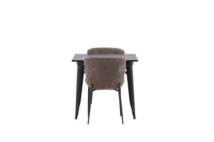 Venture Home Tempe Dining Table - Black / Black MDF +Modesto Dining Chair - Grey / Smoked Black Boucle _2
