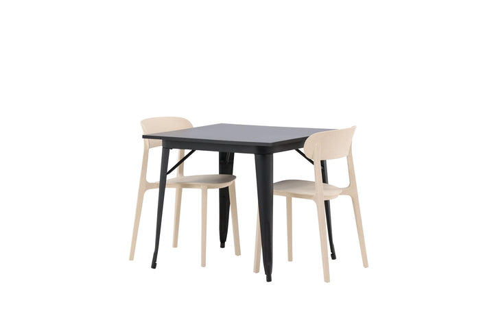 Venture Home Tempe Dining Table - Black / Black MDF +Åstol Dining Chair - Nature Wood plastic composite _2