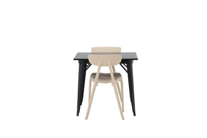 Venture Home Tempe Dining Table - Black / Black MDF +Ursholmen Dining Chair - Nature/beige Polypropylene _2