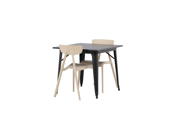 Venture Home Tempe Dining Table - Black / Black MDF +Ursholmen Dining Chair - Nature/beige Polypropylene _2