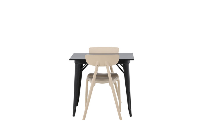Venture Home Tempe Dining Table - Black / Black MDF +Ursholmen Dining Chair - Nature/beige Polypropylene _2