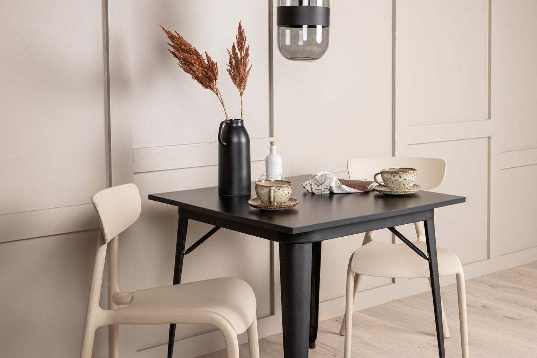 Venture Home Tempe Dining Table - Black / Black MDF +Ursholmen Dining Chair - Nature/beige Polypropylene _2
