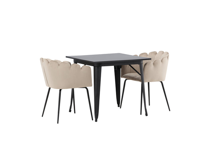Venture Home Tempe Dining Table - Black / Black MDF +Limhamn Chair - Black / Beige Velvet _2