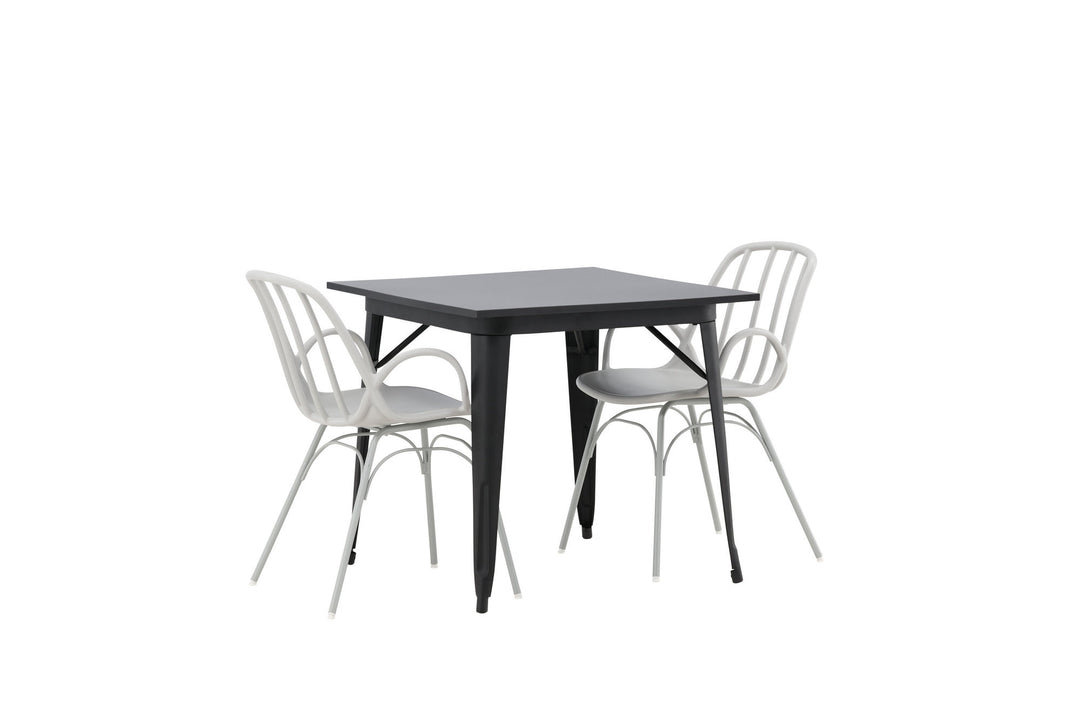 Venture Home Tempe Dining Table - Black / Black MDF +Dyrön Dining Chair - Greige Polypropylene _2