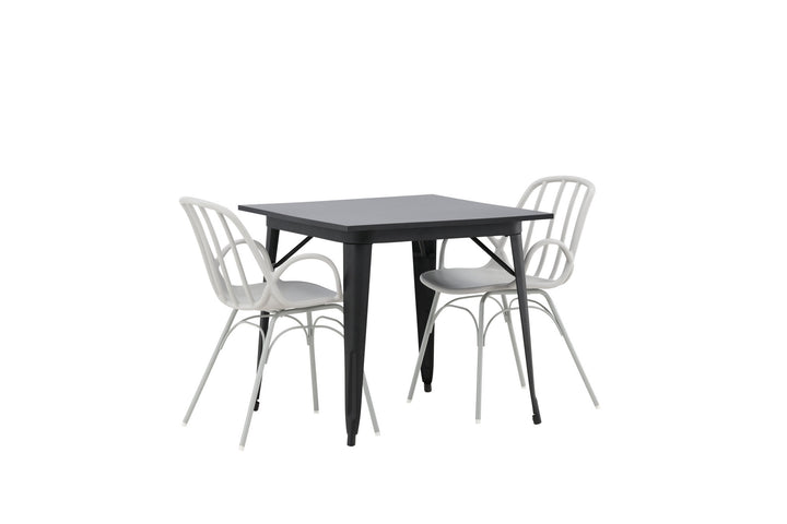 Venture Home Tempe Dining Table - Black / Black MDF +Dyrön Dining Chair - Greige Polypropylene _2