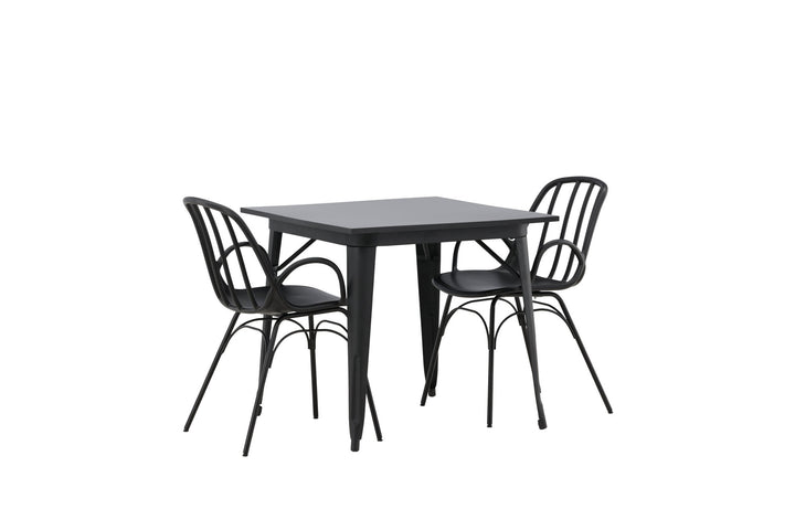 Venture Home Tempe Dining Table - Black / Black MDF +Dyrön Dining Chair - Black Polypropylene _2