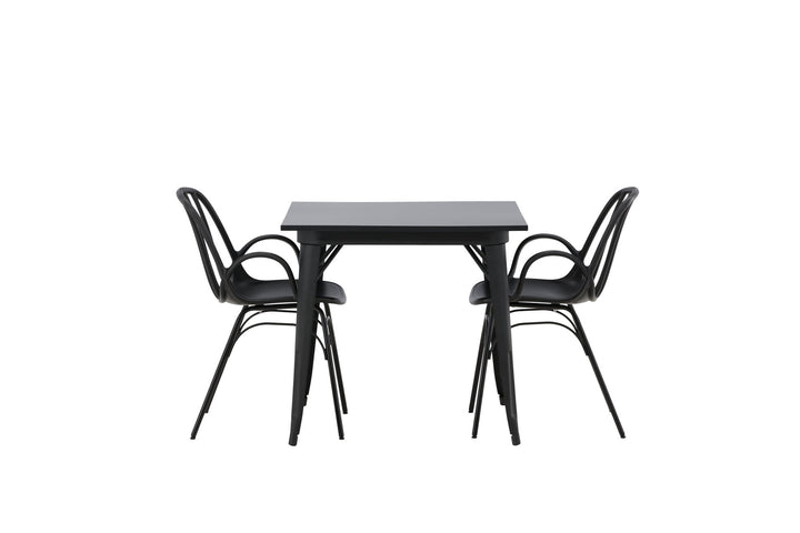 Venture Home Tempe Dining Table - Black / Black MDF +Dyrön Dining Chair - Black Polypropylene _2