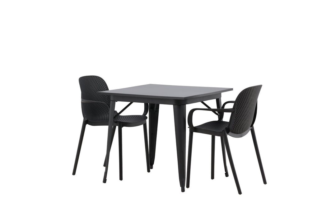 Venture Home Tempe Dining Table - Black / Black MDF +Baltimore Dining Chair - Black / Black Plastic _2