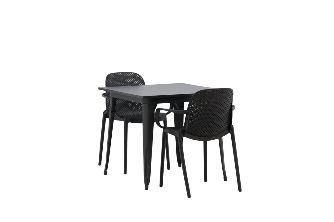 Venture Home Tempe Dining Table - Black / Black MDF +Baltimore Dining Chair - Black / Black Plastic _2