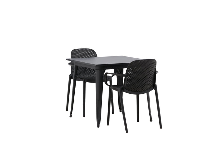 Venture Home Tempe Dining Table - Black / Black MDF +Baltimore Dining Chair - Black / Black Plastic _2