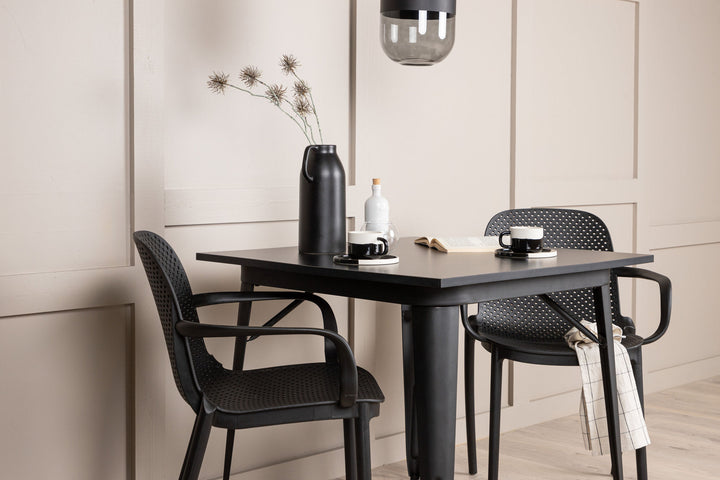 Venture Home Tempe Dining Table - Black / Black MDF +Baltimore Dining Chair - Black / Black Plastic _2
