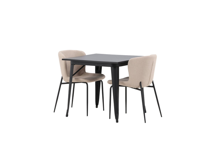 Venture Home Tempe Dining Table - Black / Black MDF +Modesto Dining Chair - Beige / Beige Boucle _2