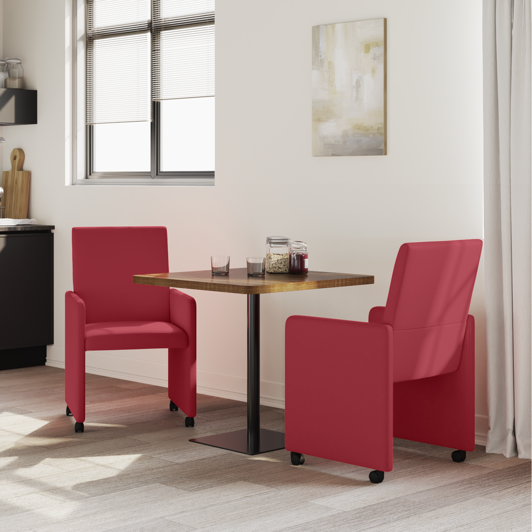 Spisebordsstole med hjul med hjul 2 pcs Vinrød 57 x 66 x 94 cm