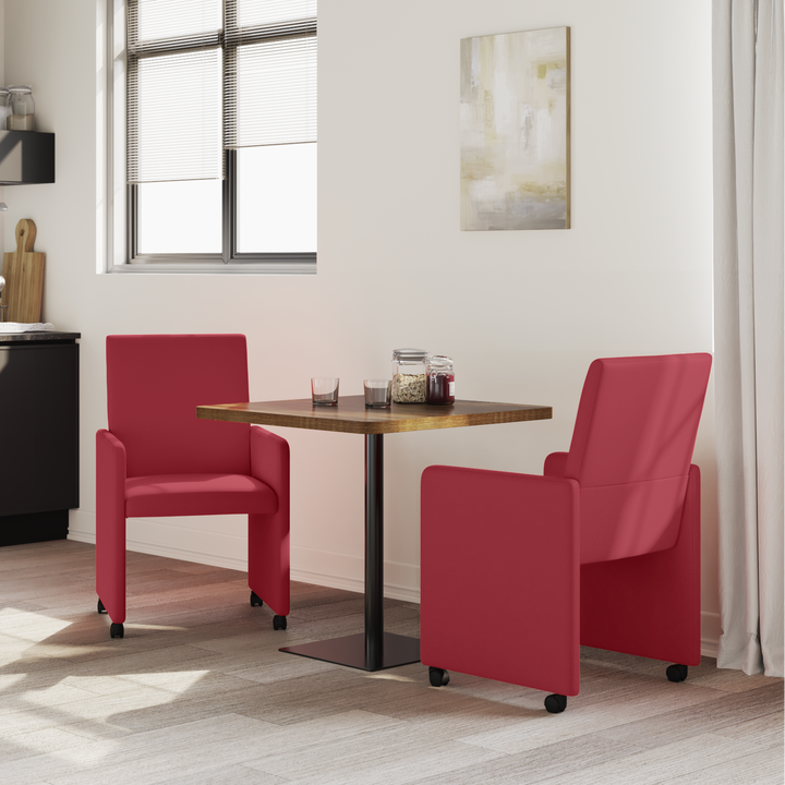 Spisebordsstole med hjul med hjul 2 pcs Vinrød 57 x 66 x 94 cm