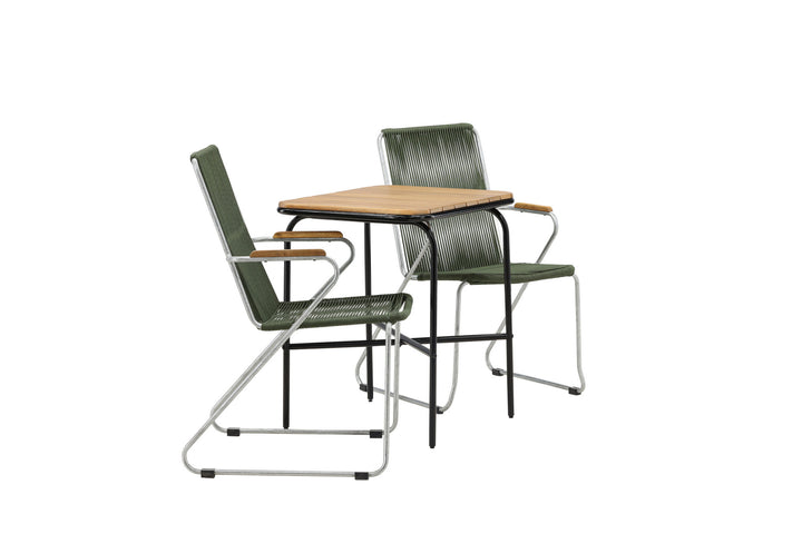 Venture Home Holmbeck Cafetable Steel - Black / Rectangular 55*70*74 +Bois Diningchair Steel - Silver / Green Rope _2
