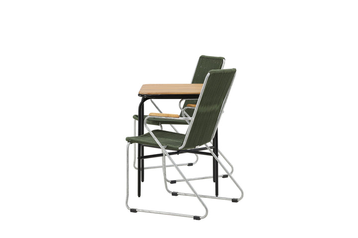Venture Home Holmbeck Cafetable Steel - Black / Rectangular 55*70*74 +Bois Diningchair Steel - Silver / Green Rope _2