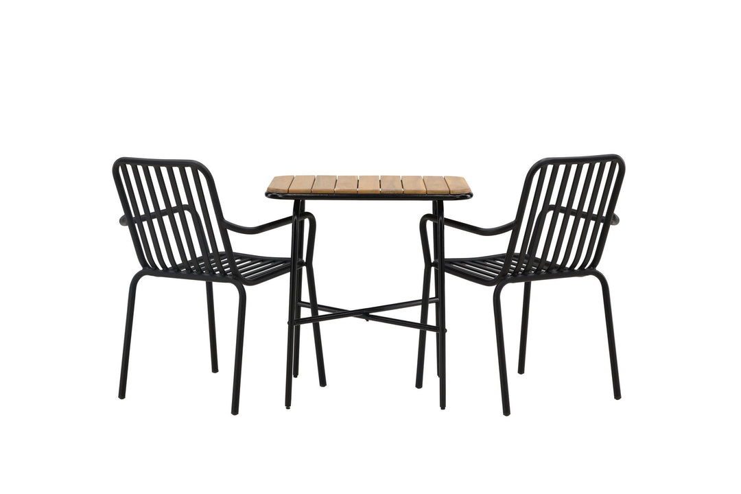 Venture Home Holmbeck Cafetable Steel - Black / Rectangular 55*70*74 +Peking Diningchair Aluminium - Black / _2