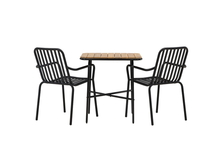 Venture Home Holmbeck Cafetable Steel - Black / Rectangular 55*70*74 +Peking Diningchair Aluminium - Black / _2