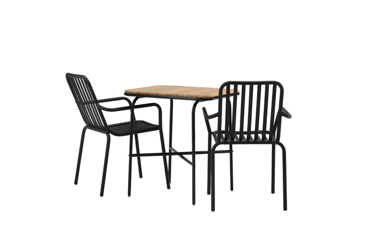 Venture Home Holmbeck Cafetable Steel - Black / Rectangular 55*70*74 +Peking Diningchair Aluminium - Black / _2