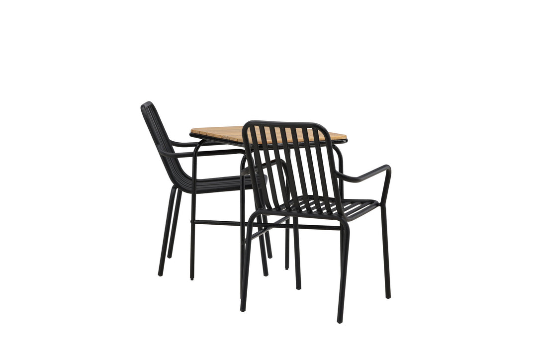 Venture Home Holmbeck Cafetable Steel - Black / Rectangular 55*70*74 +Peking Diningchair Aluminium - Black / _2