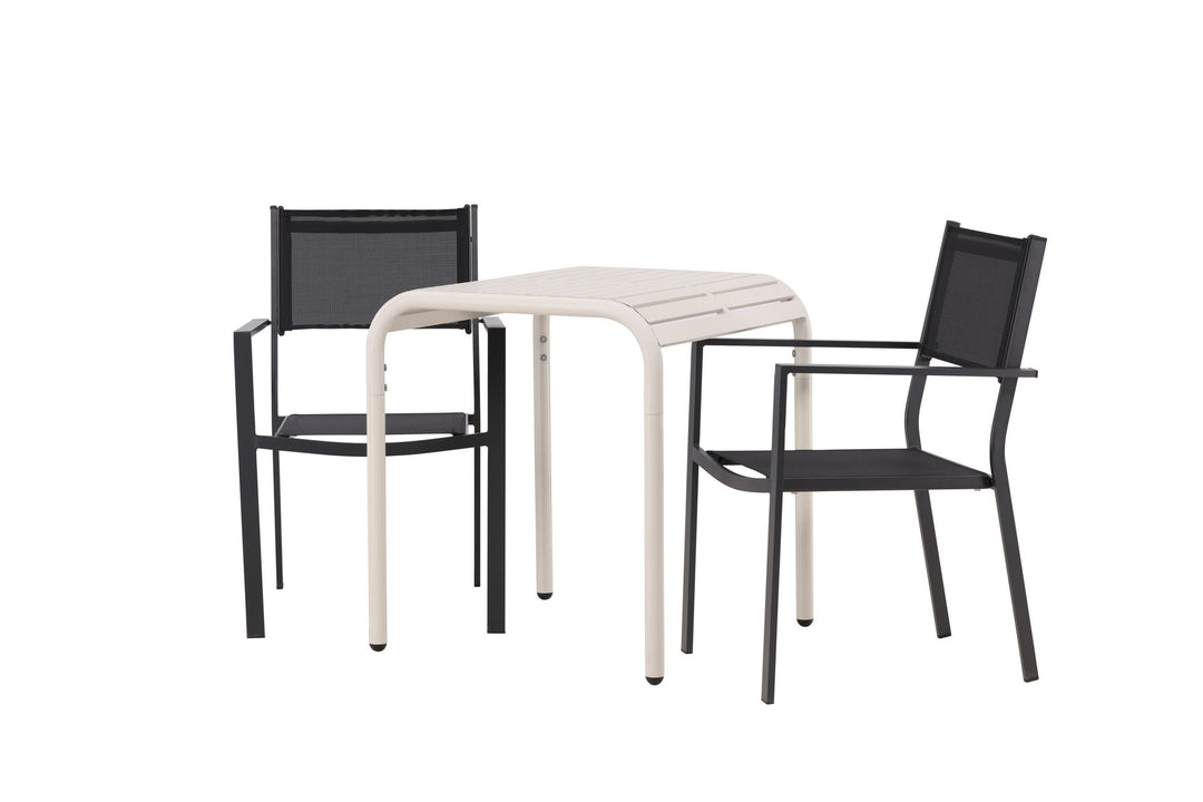 Venture Home Borneo Cafetable Aluminium - Beige / Kvadrat 70*70* +Copacabana Stacking Chair - Black/Black - Ersätter 4131-408 _2