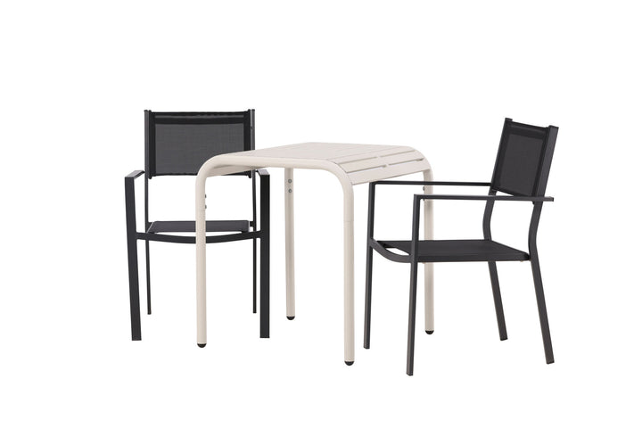 Venture Home Borneo Cafetable Aluminium - Beige / Kvadrat 70*70* +Copacabana Stacking Chair - Black/Black - Ersätter 4131-408 _2