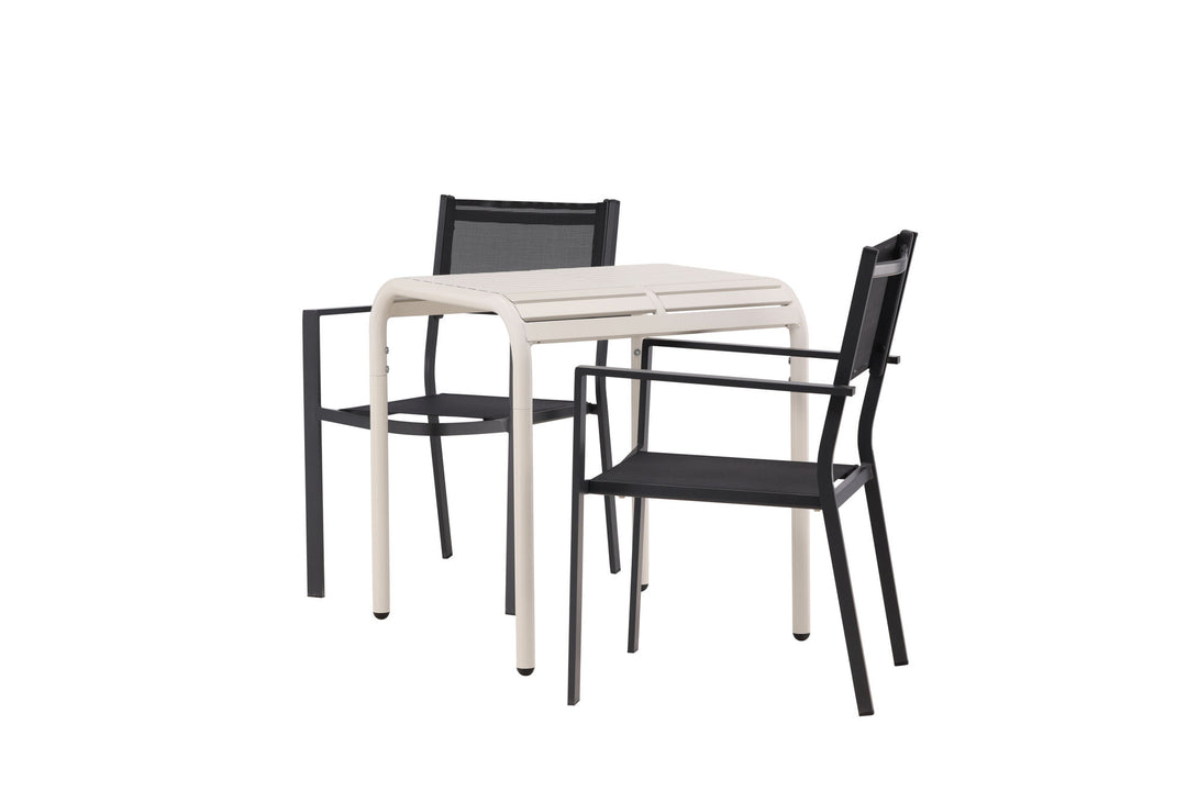 Venture Home Borneo Cafetable Aluminium - Beige / Kvadrat 70*70* +Copacabana Stacking Chair - Black/Black - Ersätter 4131-408 _2