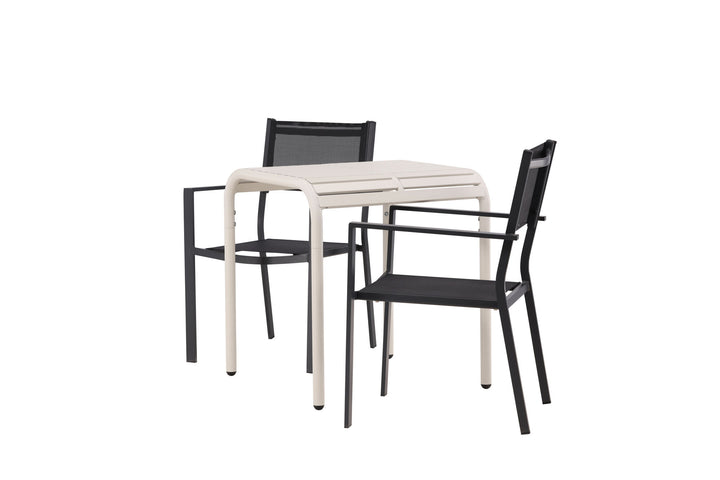 Venture Home Borneo Cafetable Aluminium - Beige / Kvadrat 70*70* +Copacabana Stacking Chair - Black/Black - Ersätter 4131-408 _2
