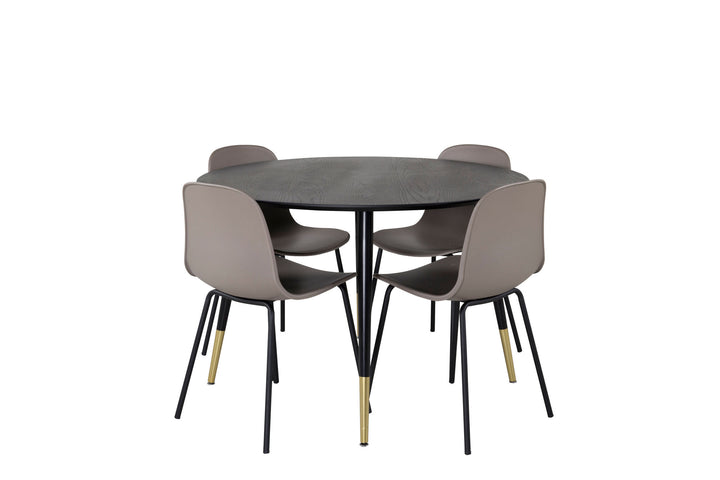 Venture Home Dipp Dining Table - 115cm - Black / Black Brass+Arctic Dining Chair - Black Legs - Khaki Plastic_4