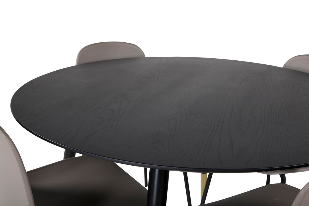 Venture Home Dipp Dining Table - 115cm - Black / Black Brass+Arctic Dining Chair - Black Legs - Khaki Plastic_4