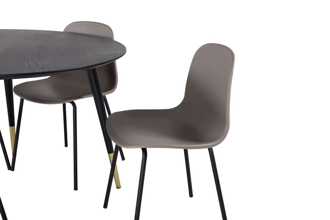 Venture Home Dipp Dining Table - 115cm - Black / Black Brass+Arctic Dining Chair - Black Legs - Khaki Plastic_4