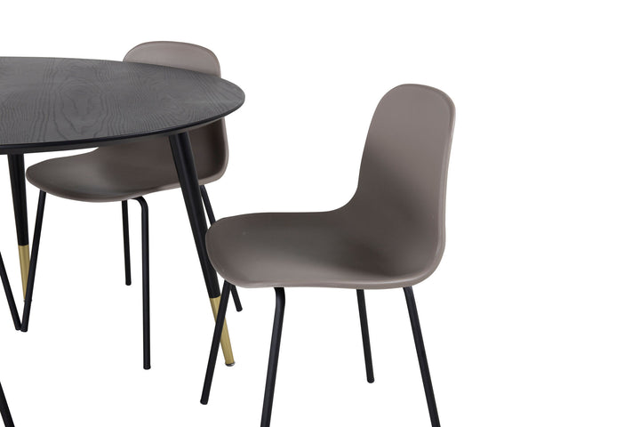 Venture Home Dipp Dining Table - 115cm - Black / Black Brass+Arctic Dining Chair - Black Legs - Khaki Plastic_4